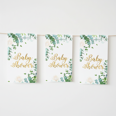 Botanical Baby Shower Bunting Lifestyle Close Up