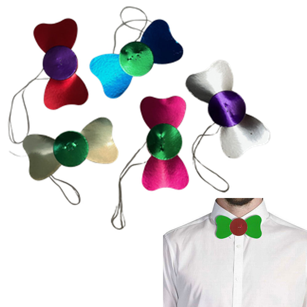 Metallic Card Bow Ties - Asssorted Colours - 12cm - Each