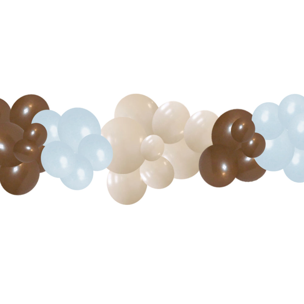 Neutral Brown, White Sand and Pastel Blue Balloon Arch DIY Kit - 2.5m