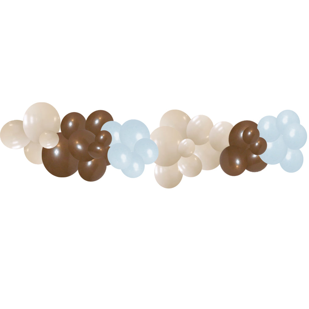 Neutral Brown, White Sand and Pastel Blue Balloon Arch DIY Kit - 2.5m