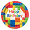 Building Blocks Happy Birthday Paper Plates - 23cm - Pack of 8