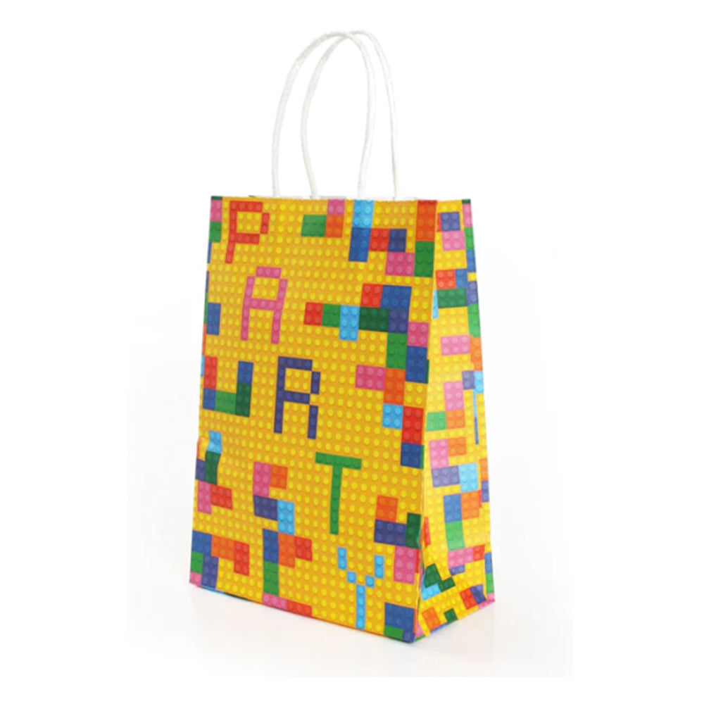 Building Blocks Paper Party Bag With Handles - 21cm - Each