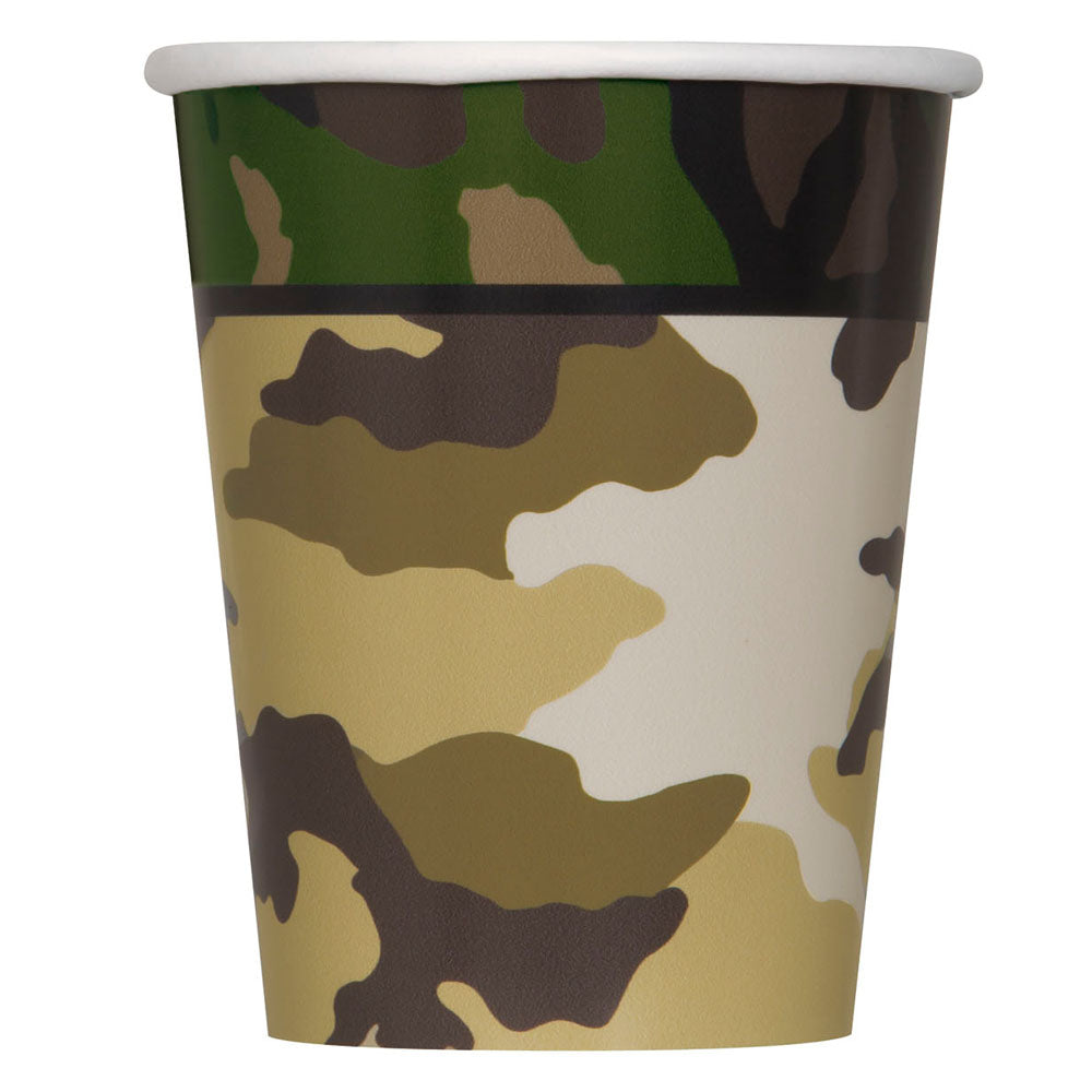 Camouflage Paper Cups - 266ml - Pack of 8