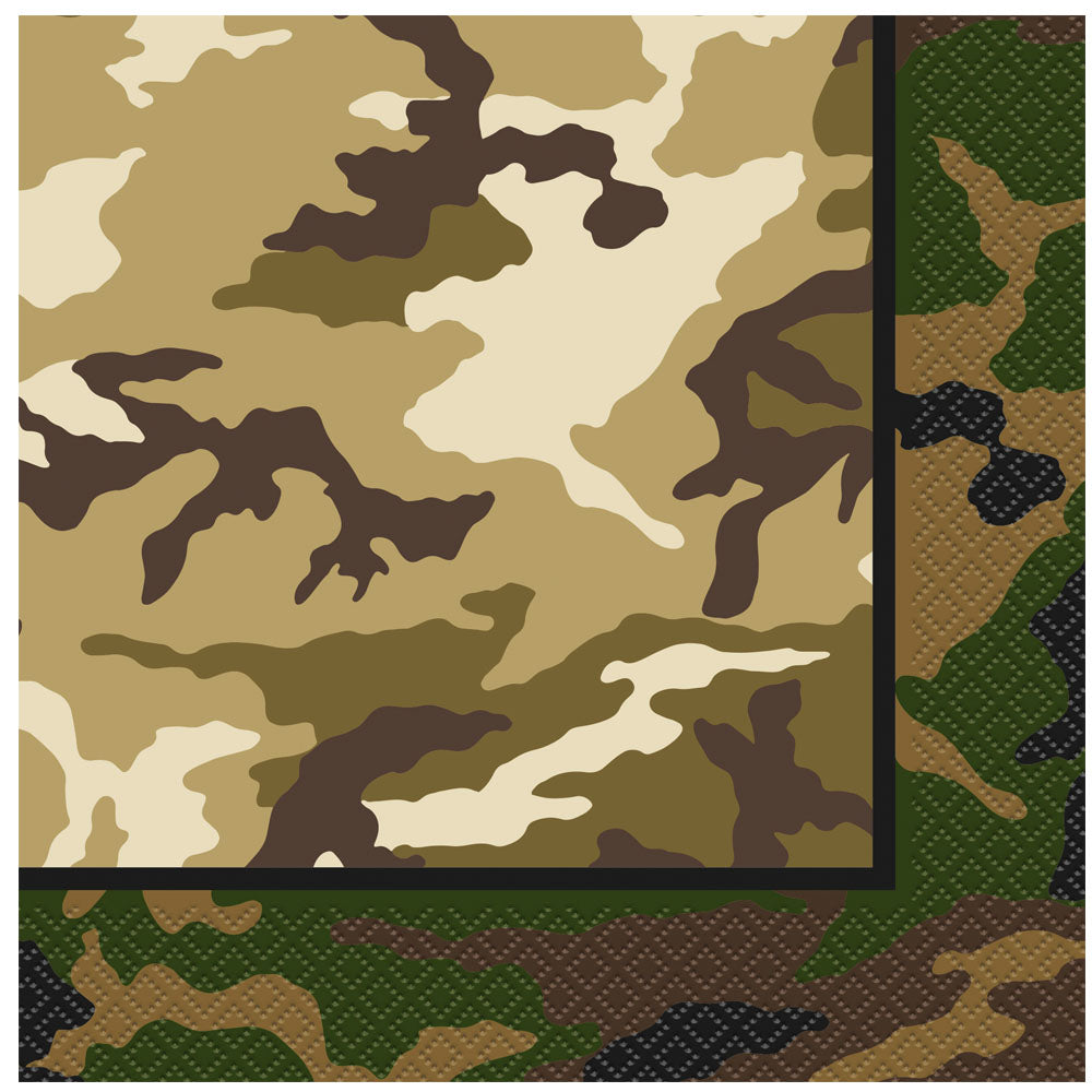 Camouflage Paper Napkins - 33cm - Pack of 16