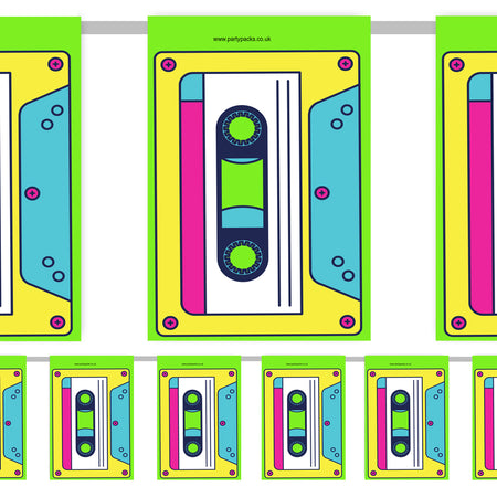 1990s Casette Tape Paper Bunting - 2.4m