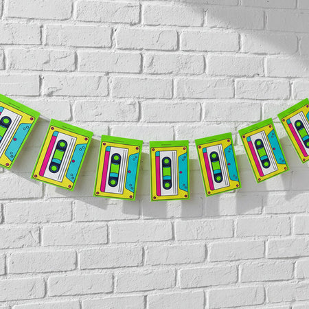 1990s Casette Tape Paper Bunting - 2.4m