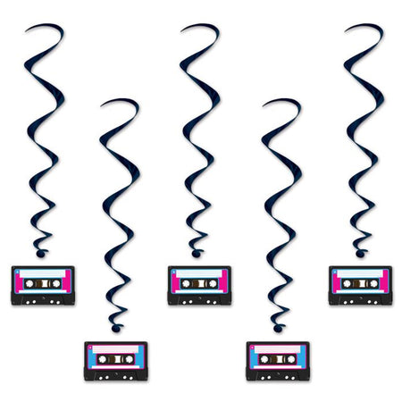 Cassette Tape Whirl Hanging Decorations - 91cm - Pack of 5