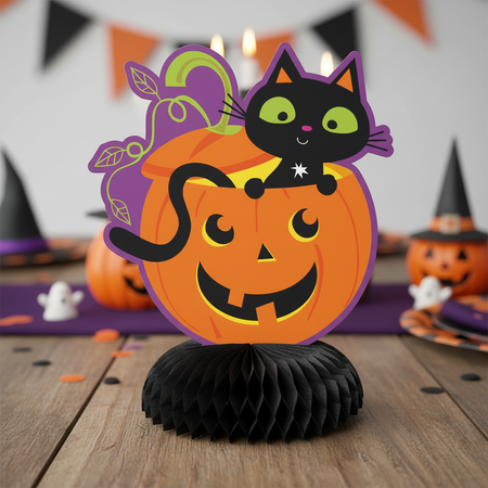 Cat and Pumpkin Honeycomb Centrepiece