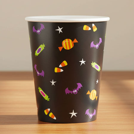 Cat and Pumpkin Paper Cups - 260ml - Pack of 8