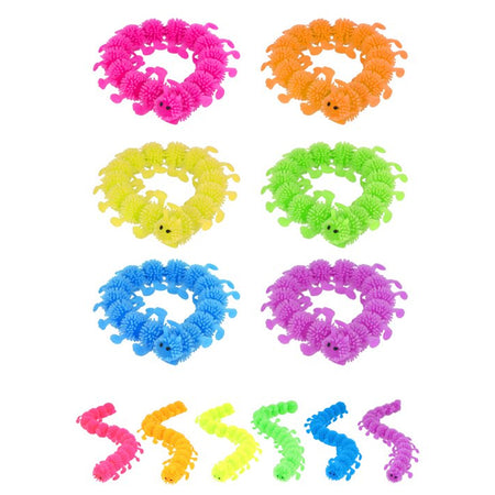 Squishy Caterpillar Bracelet - 6 Assorted Colours - Each