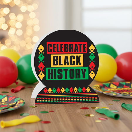 Celebrate Black History centrepiece in situ on table