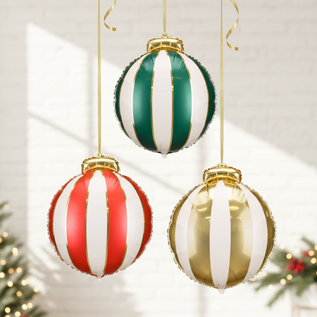 Christmas Bauble Foil Balloons Hanging on Wall