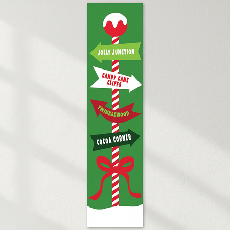 Christmas Signpost Banner on White Textured Wall