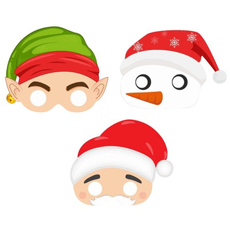 Paper Christmas Masks - Pack of 12