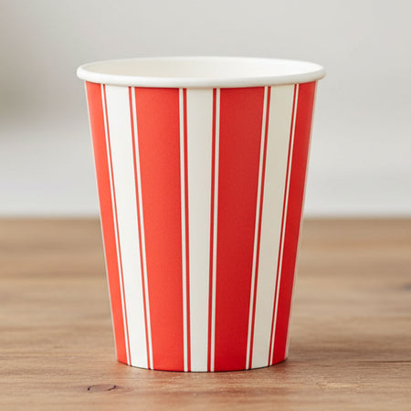 Red and White Striped Cups - Pack of 8 - 266ml