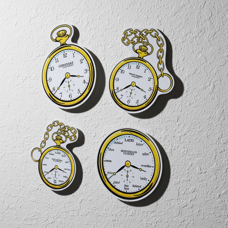 Clock Cutouts on White Textured Wall