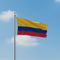 Colombian Flag on Pole with Sky Background