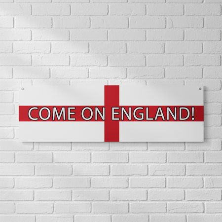 Come On England Paper Banner on White Brick Wall