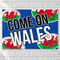 Come On Wales poster on a white brick wall with soft light and shade, in square format