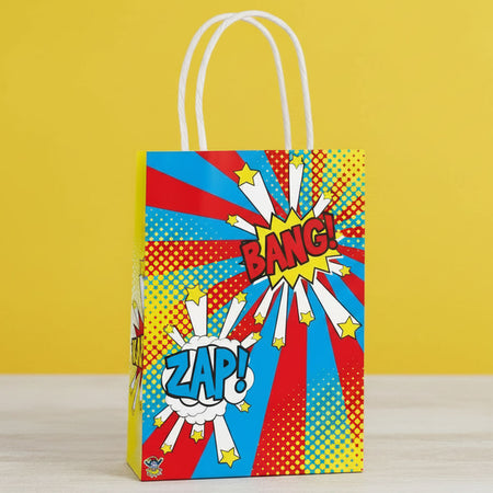 Comic Paper Party Bag With Handles - 22cm - Each