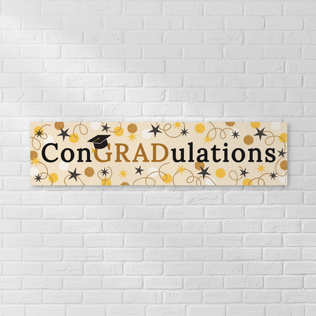 ConGRADulations Banner on White Brick Wall