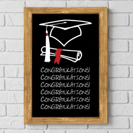 Graduation Congratulations School Chalk Board Poster - A3