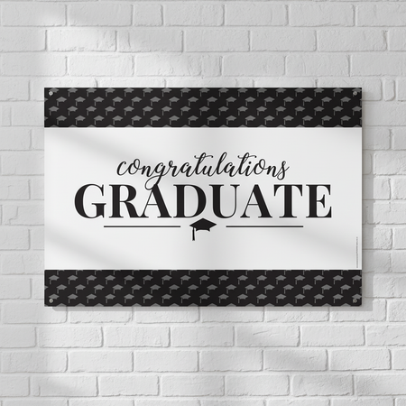 Congratulations Graduate Banner on White Brick Wall