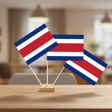 Costa Rica Table Flags on Table with Background