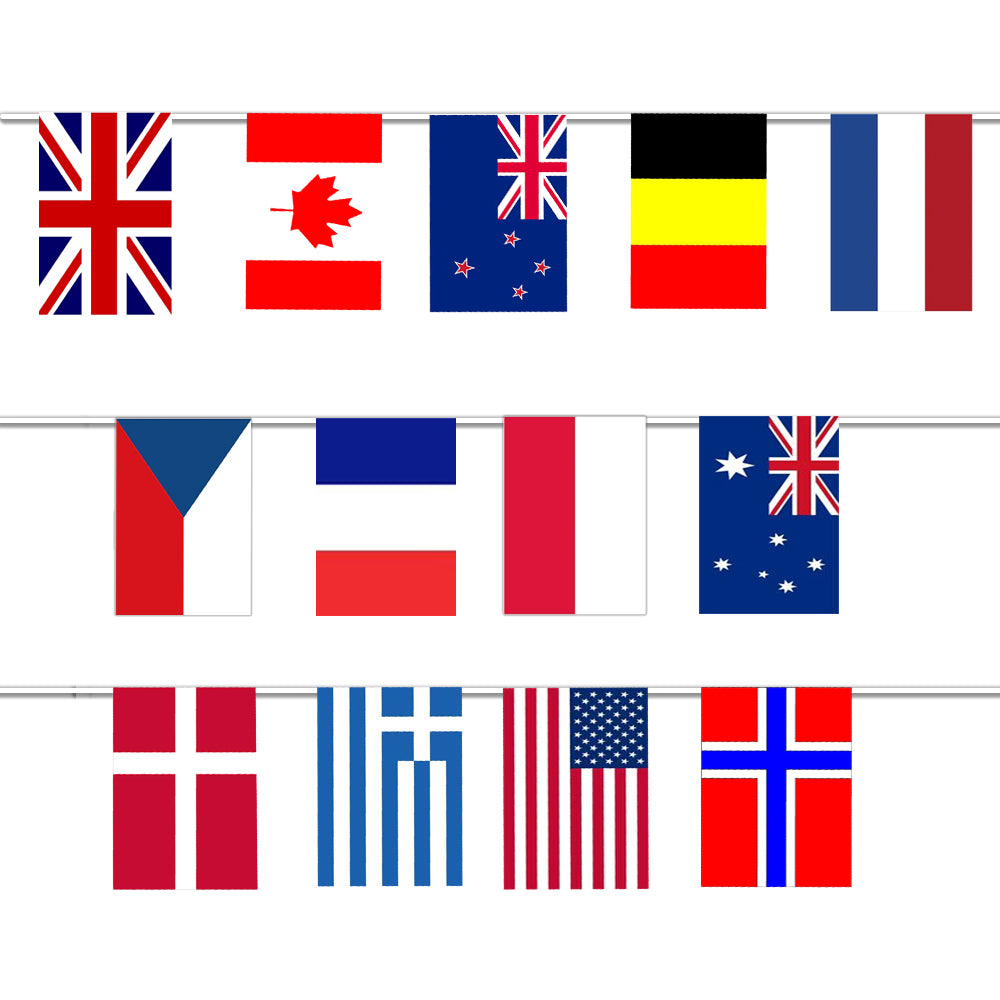 D-Day Allied Countries Paper Flag Bunting - 3m