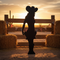Cowgirl Cardboard Cutout in Wild West Setting