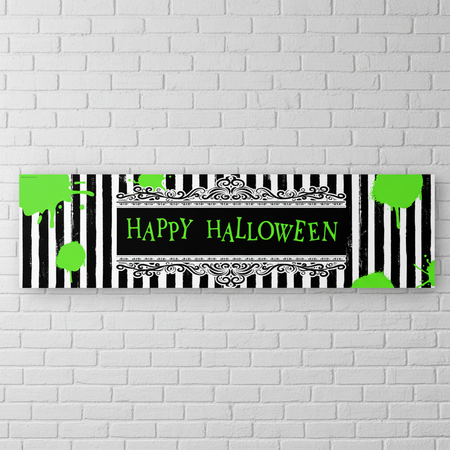 Crazy Ghost Banner White Brick Wall Clean