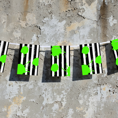Crazy Ghost Bunting on Distressed Concrete Wall