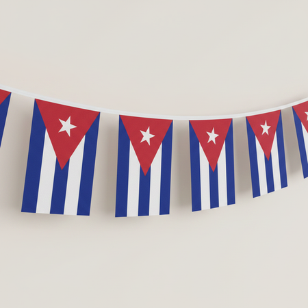 Cuban Flag Bunting Hanging Against Wall