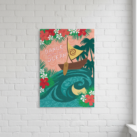 Dance with the Ocean Poster on White Brick Wall