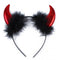 Red Devil Horn Headband with Fur