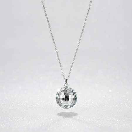 Disco Ball Necklace Plain Bright Background