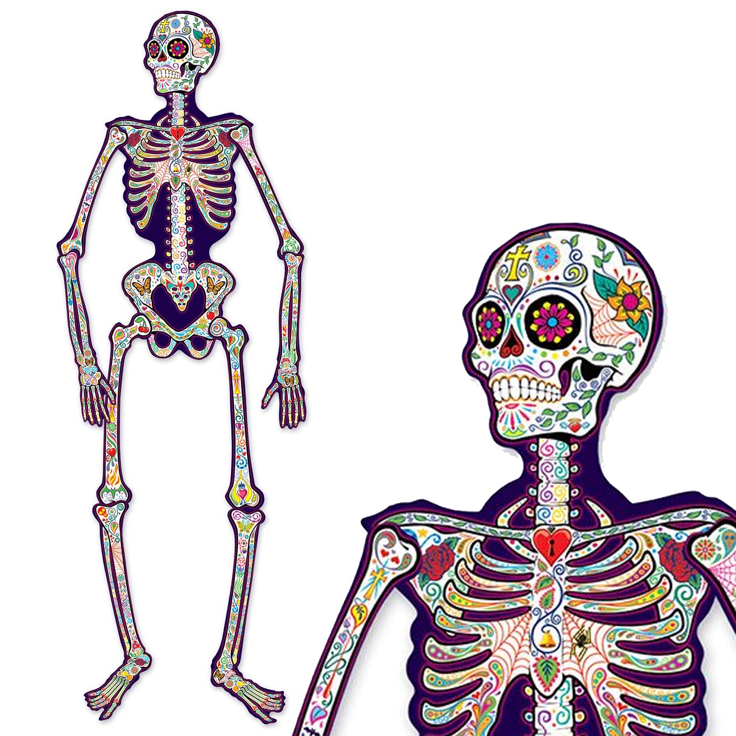 Day Of The Dead Card Skeleton Cutout - 1.4m