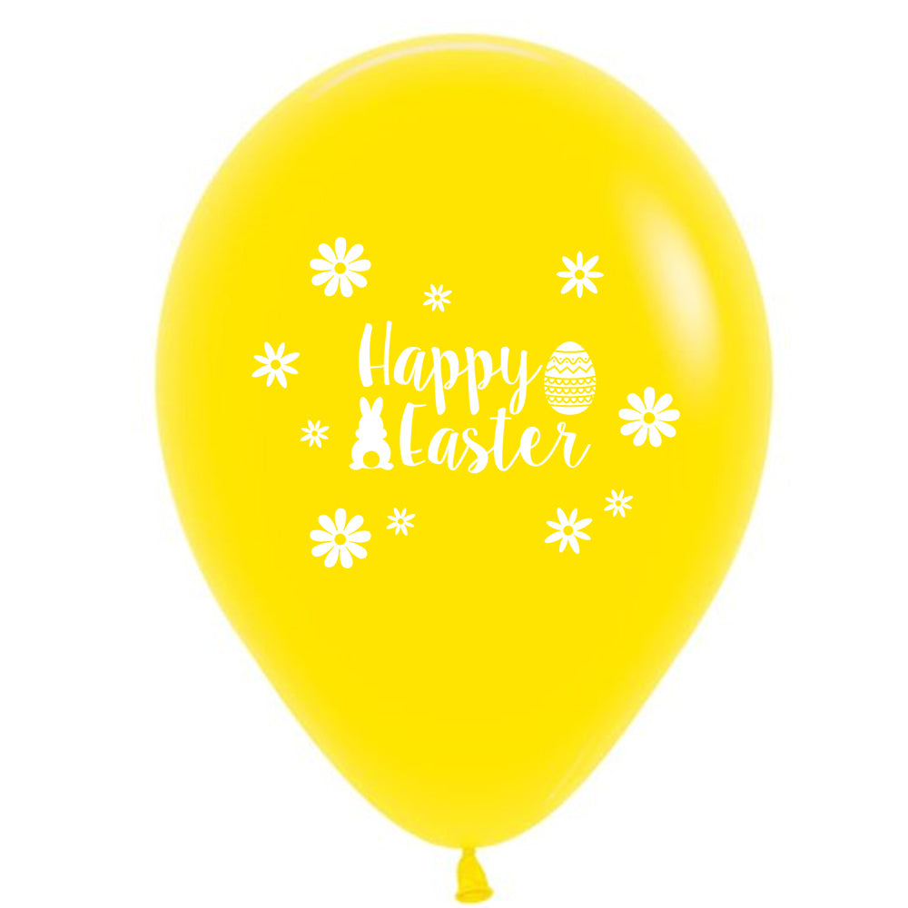 Happy Easter Bunny and Daisies Latex Balloons - 10" - Pack of 10