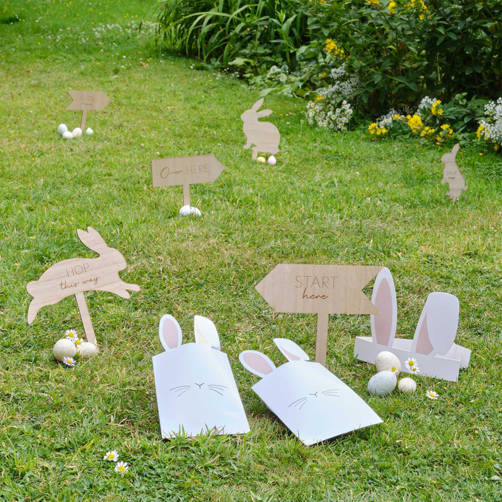 Wooden Easter Egg Hunt Kit With Treat Bags and Headbands