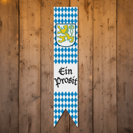 Ein Prosit Banner on Wooden Wall No Lights