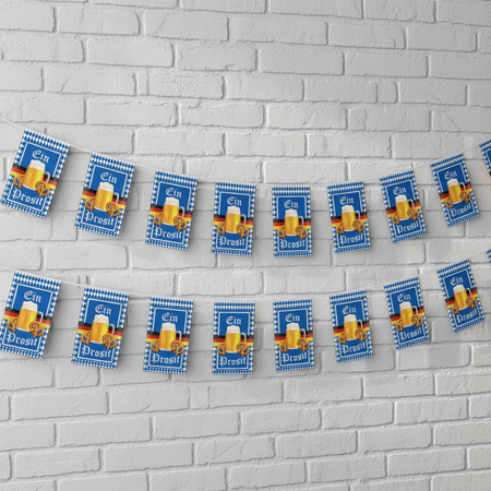 Ein Prosit Bunting on White Brick Wall