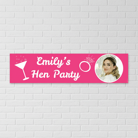 Emily's Hen Party Banner on White Brick Wall