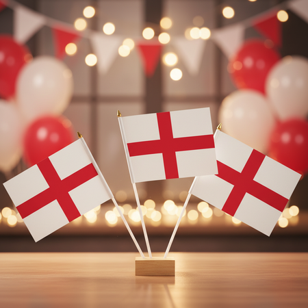 England Table Flags with Party Background