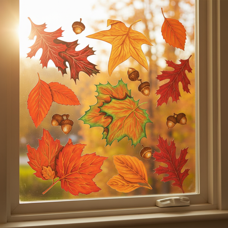 Fall Leaf Window Clings on Glass
