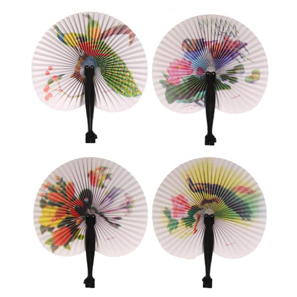 Folding Paper Fan - 4 Assorted Designs - Sold Individually