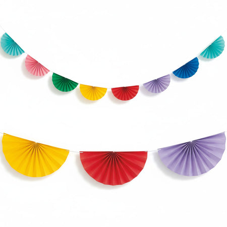 Colourful Scalloped Paper Fan Garland - 2.4m