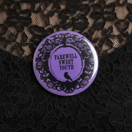 Farewell Sweet Youth Badge on Black Lace Top