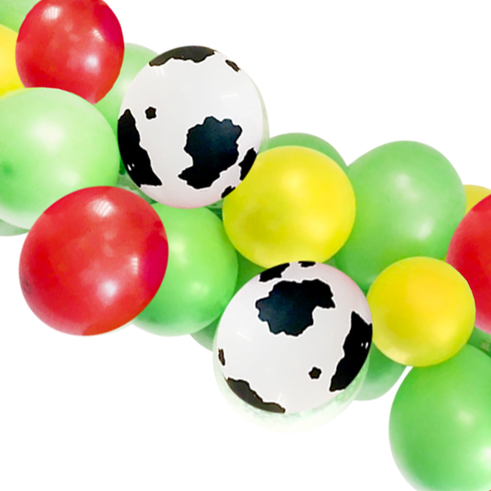 Green, Red, Cow Print and Yellow Balloon Arch DIY Kit - 35 Balloons - 2.5m