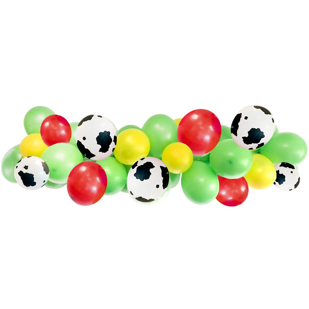 Green, Red, Cow Print and Yellow Balloon Arch DIY Kit - 35 Balloons - 2.5m