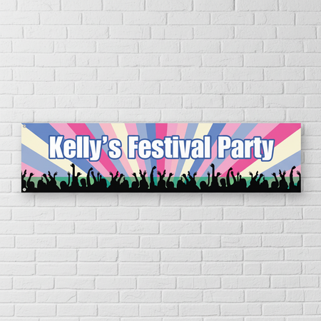 Festival Personalised Banner on White Brick Wall